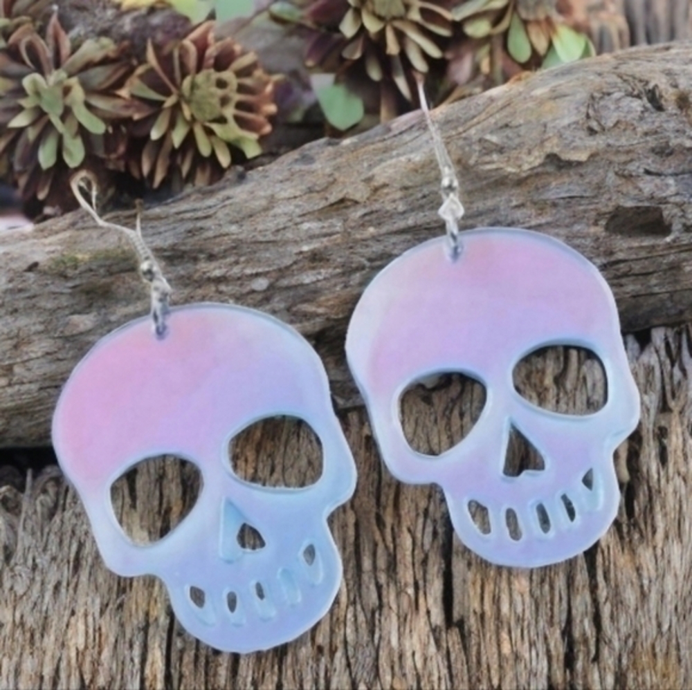 MODCLOTH HOLOGRAPHIC SKULL HALLOWEEN EARRINGS 2